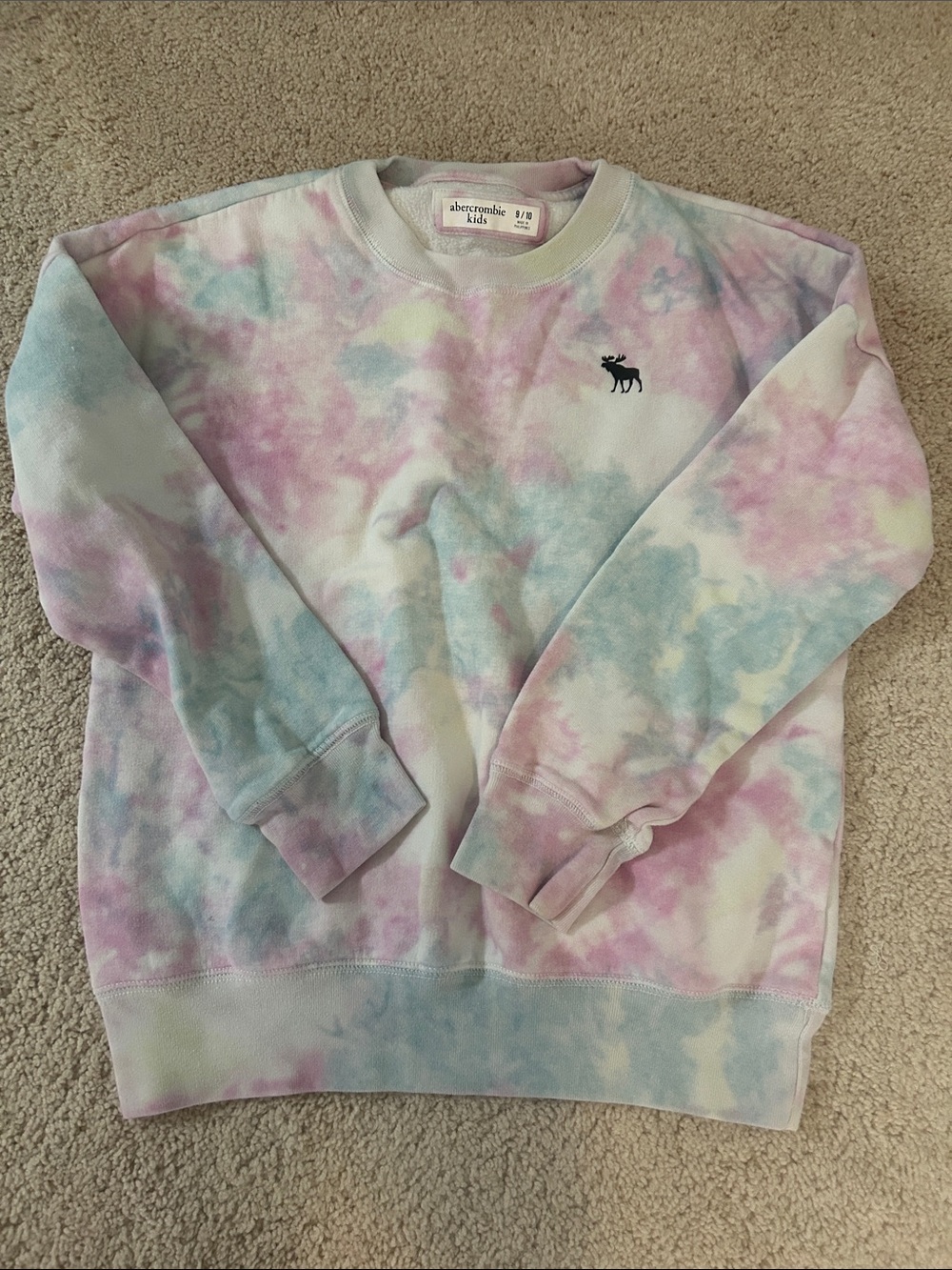 Abercrombie & Fitch Pastel Tie-Dye Crewneck - Pink Blue Yellow